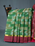 Dual Shades of Mango Green And Mustard Mangalagiri Ikkat Cotton Saree By Gayathri Reddy Designer Studio