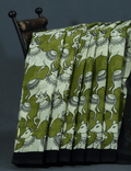 Shades of Mehndi Green And Black With Pichwai Print Munga Cotton Saree By Gayathri Reddy Designer Studio