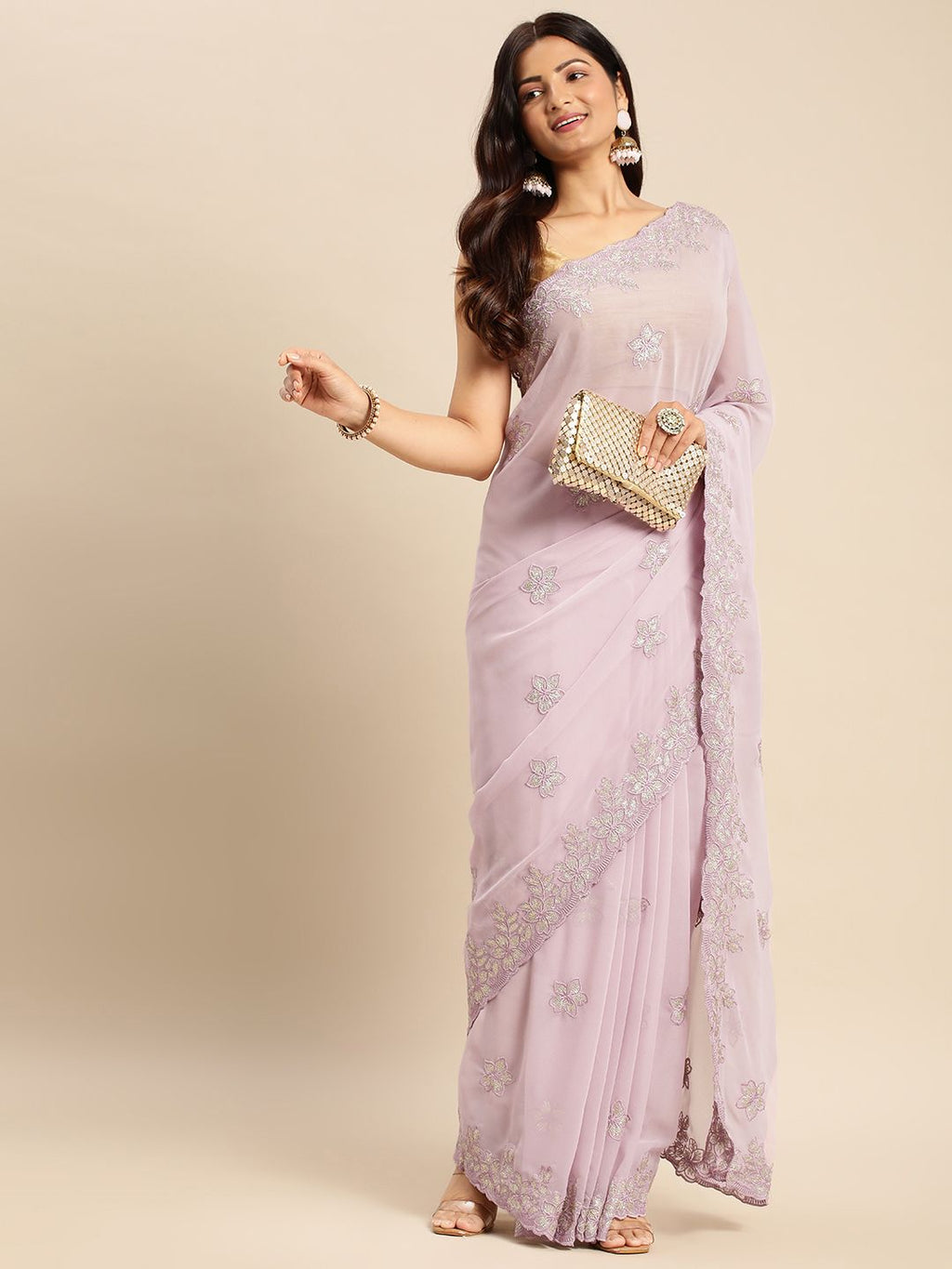 kasee Floral Zari Pure Georgette Saree