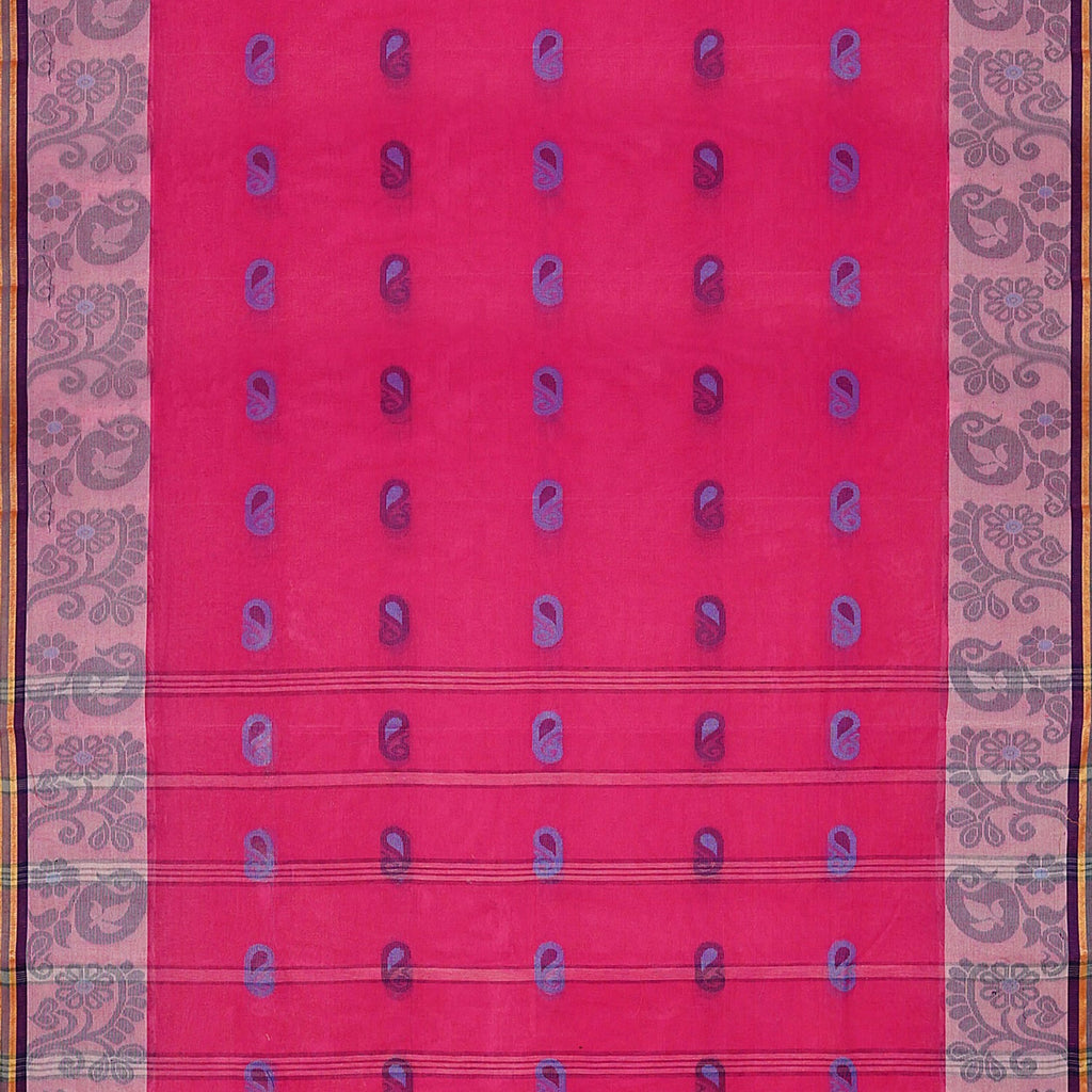 Exclusive Collection 100% Pure Cotton Pink Tant Saree With Hand Weaving Work