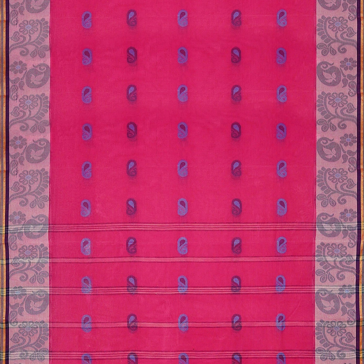 Exclusive Collection 100% Pure Cotton Pink Tant Saree With Hand Weaving Work