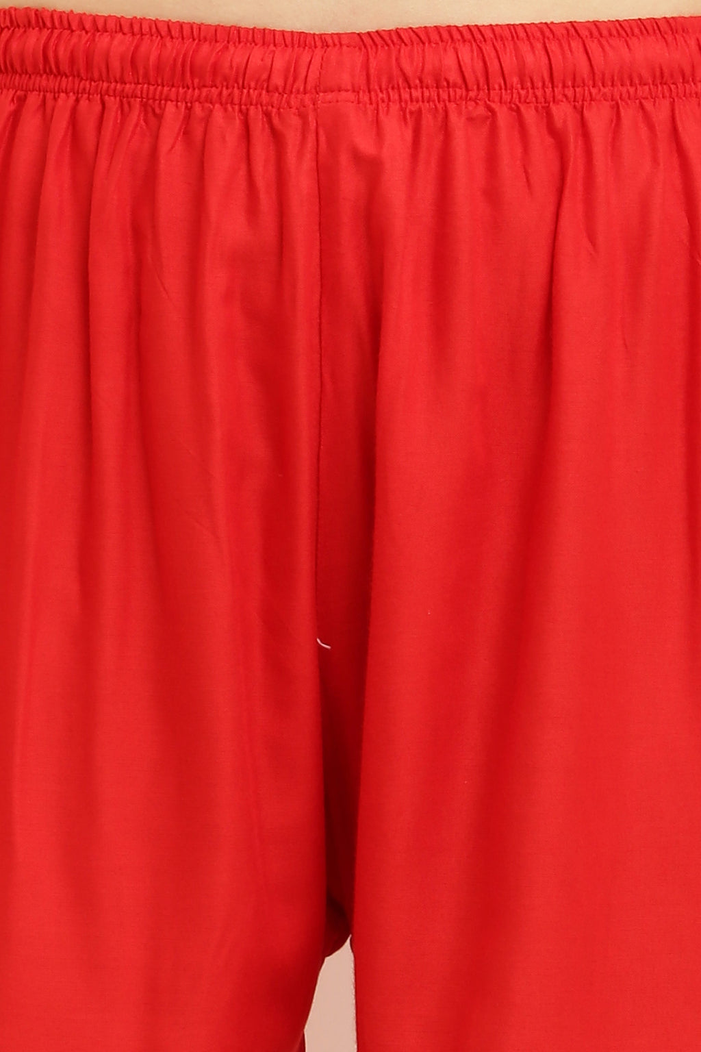 PAVONINE Red Color Straight Fit Rayon Fabric Palazzo