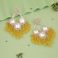 Tehzeeb Creations Gold Polish Yellow Colour Earrings