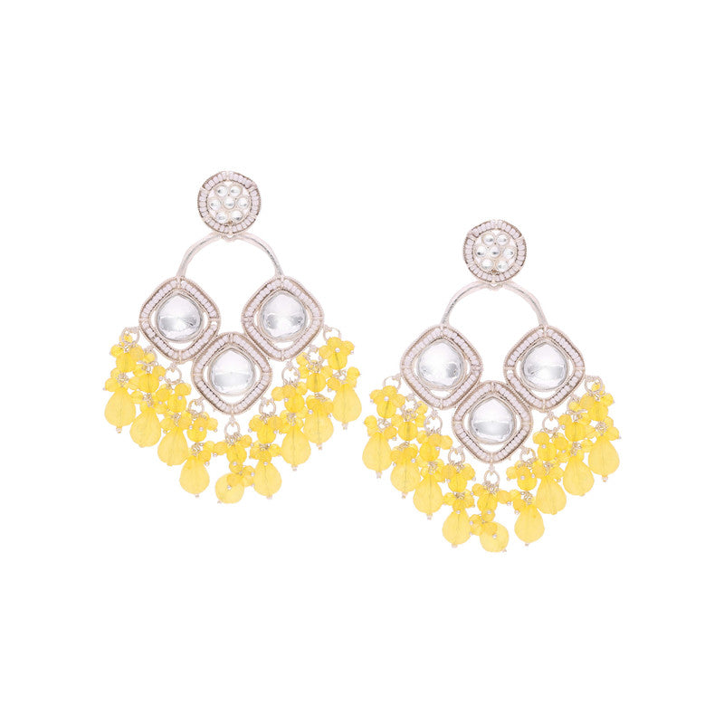 Tehzeeb Creations Gold Polish Yellow Colour Earrings