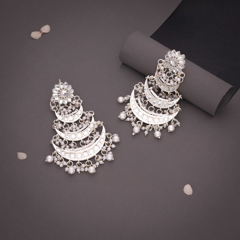 Tehzeeb Creations Gold Polish Moon Layer Design Earrings