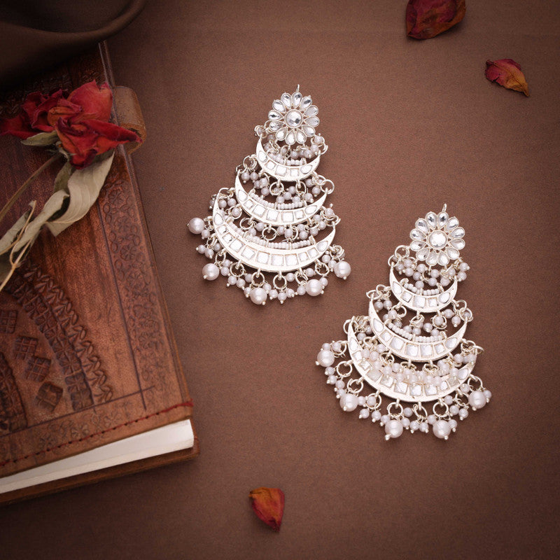 Tehzeeb Creations Gold Polish Moon Layer Design Earrings