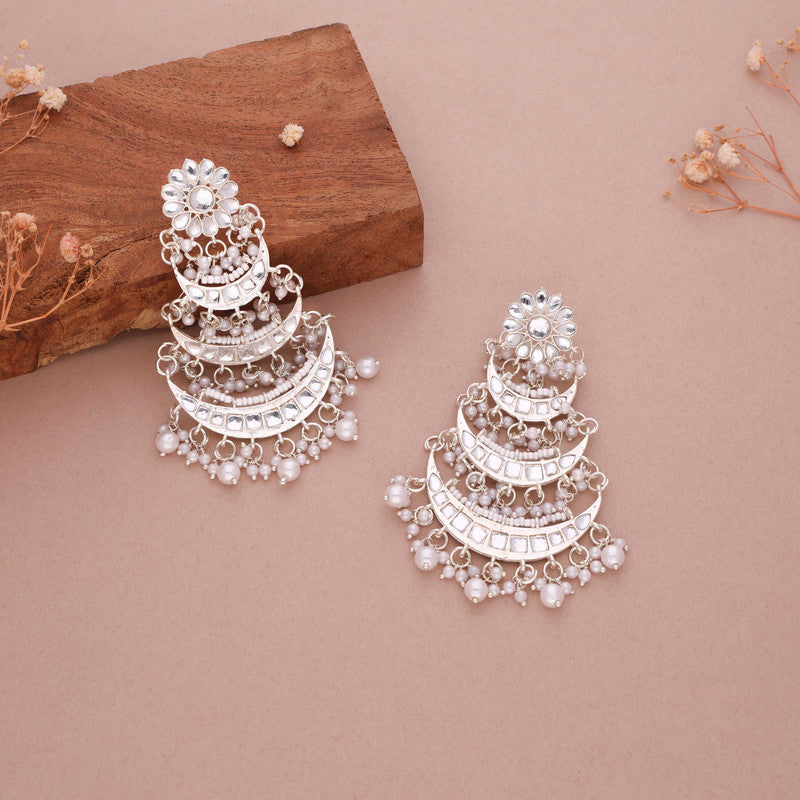 Tehzeeb Creations Gold Polish Moon Layer Design Earrings