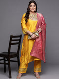 Sztori Plus Size Ethnic Motifs Embroidered Regular Kurta & Palazzos With Dupatta
