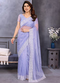 Vellora Lavender Twill Net Border Work Festival Wear Saree