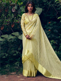 Stylee Lifestyle Green Organza Woven Saree