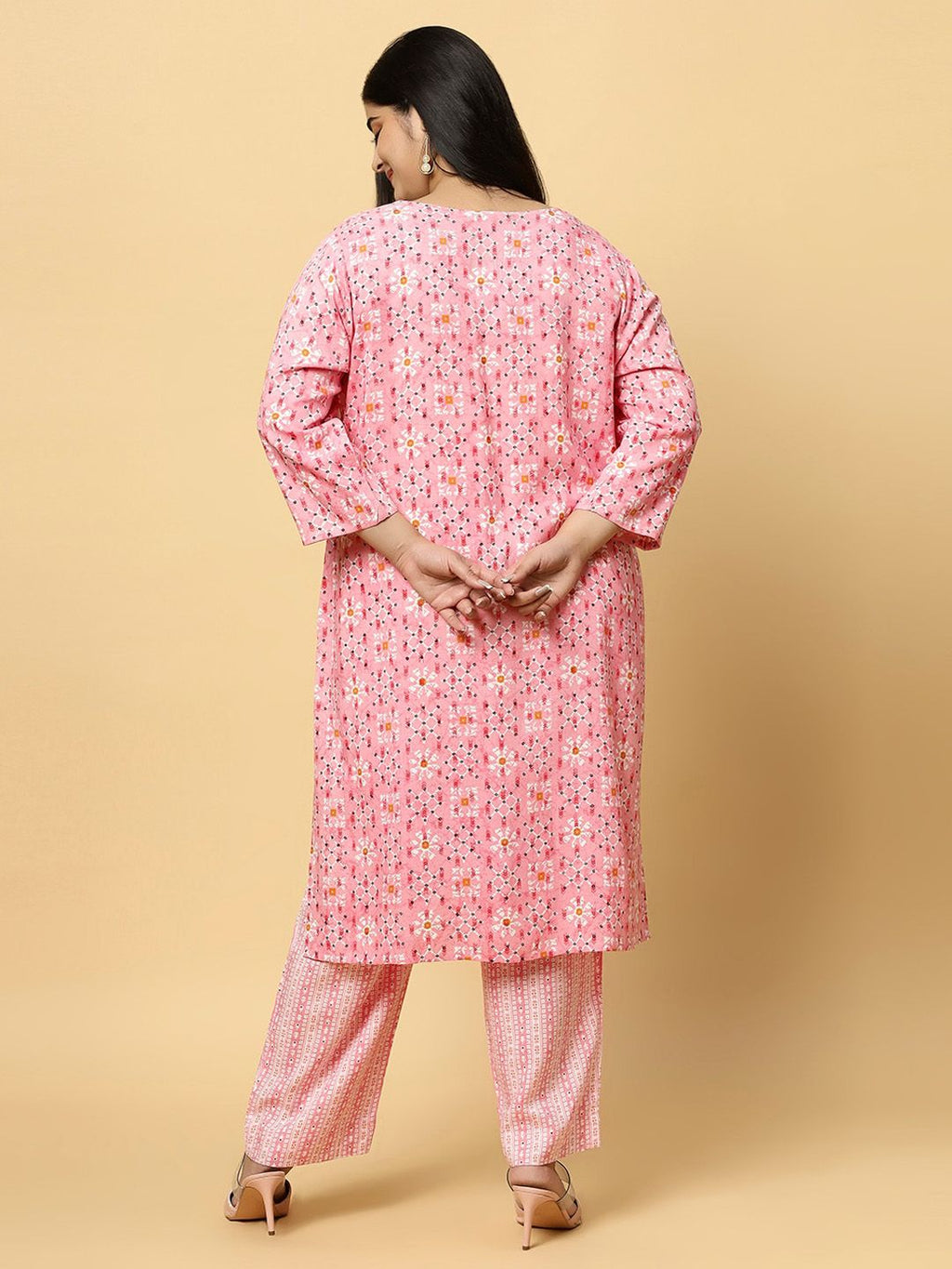 Sztori Plus Size Ethnic Motifs Printed Pure Cotton Kurta & Trouser
