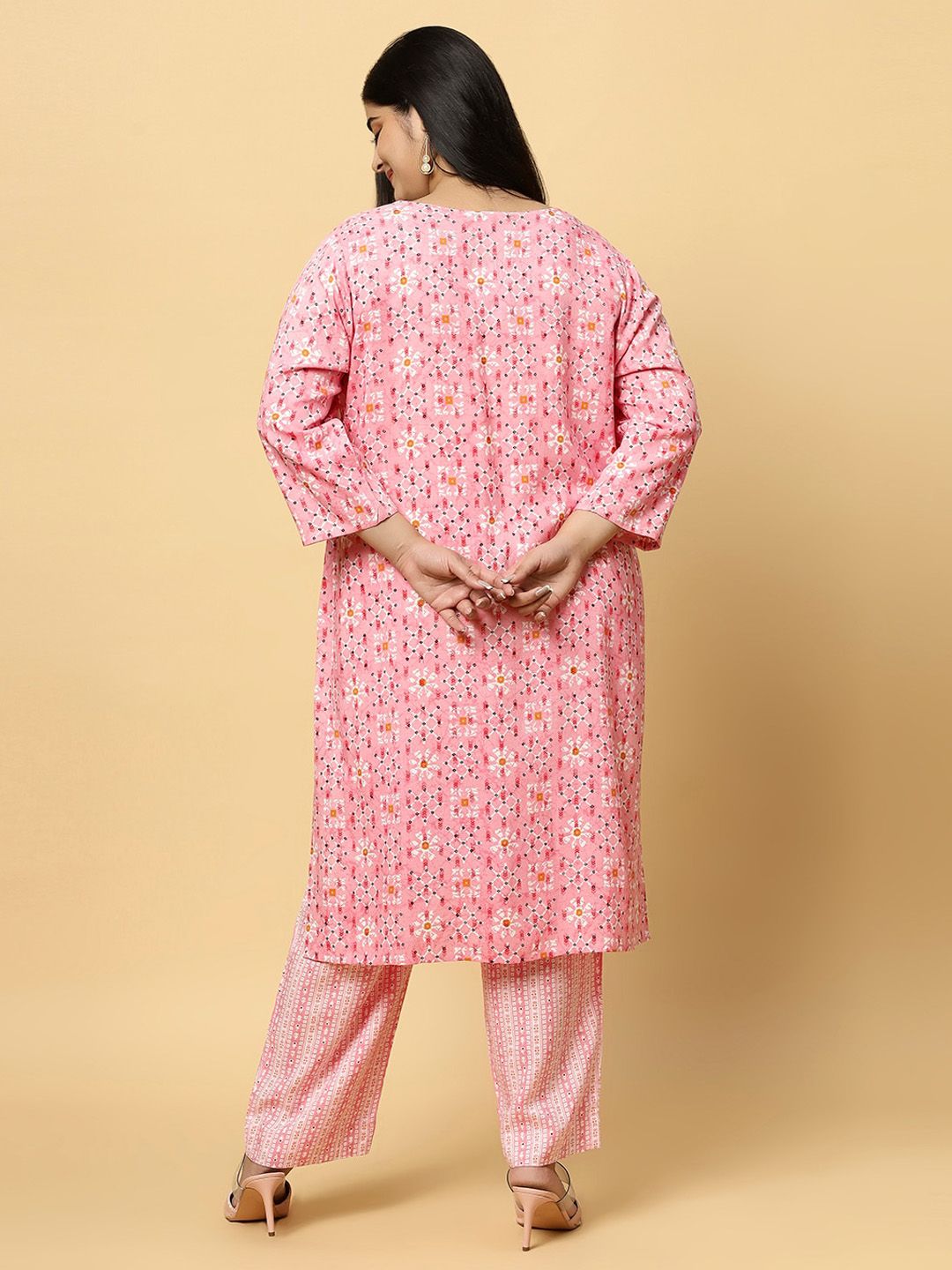 Sztori Plus Size Ethnic Motifs Printed Pure Cotton Kurta & Trouser