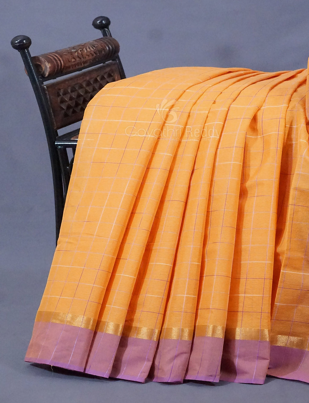 Dual Shade of Orange And Purple Pure Mangalgiri Cotton By Gayathri Reddy Designer Studio