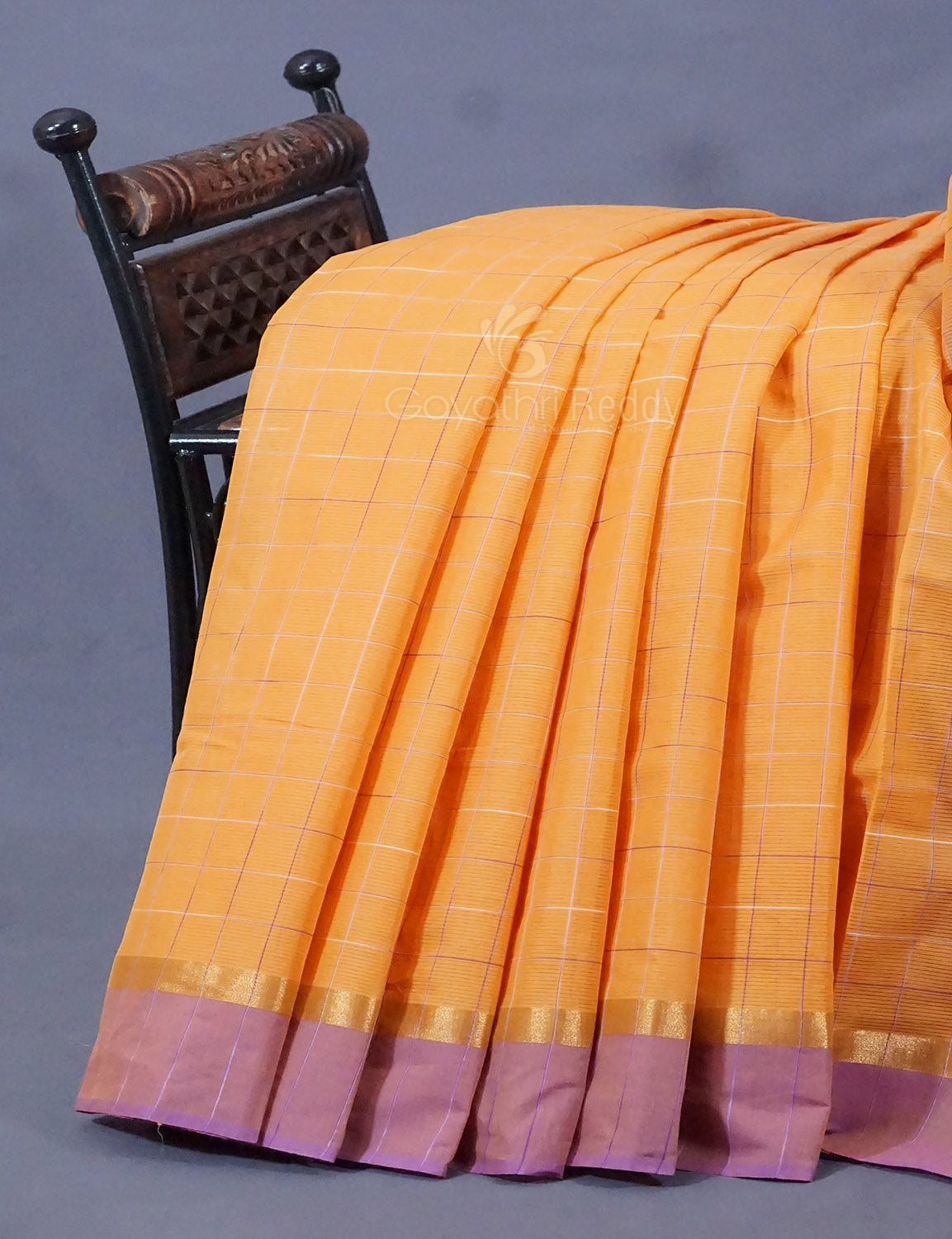 Dual Shade of Orange And Purple Pure Mangalgiri Cotton By Gayathri Reddy Designer Studio