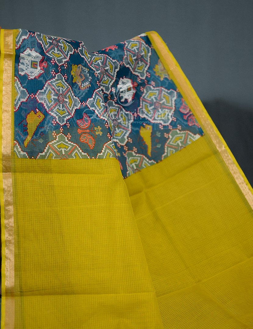 Shades of Elephant Grey Colour With Patola Design Pure Kota Cotton Saree By Gayathri Reddy Designer Studio