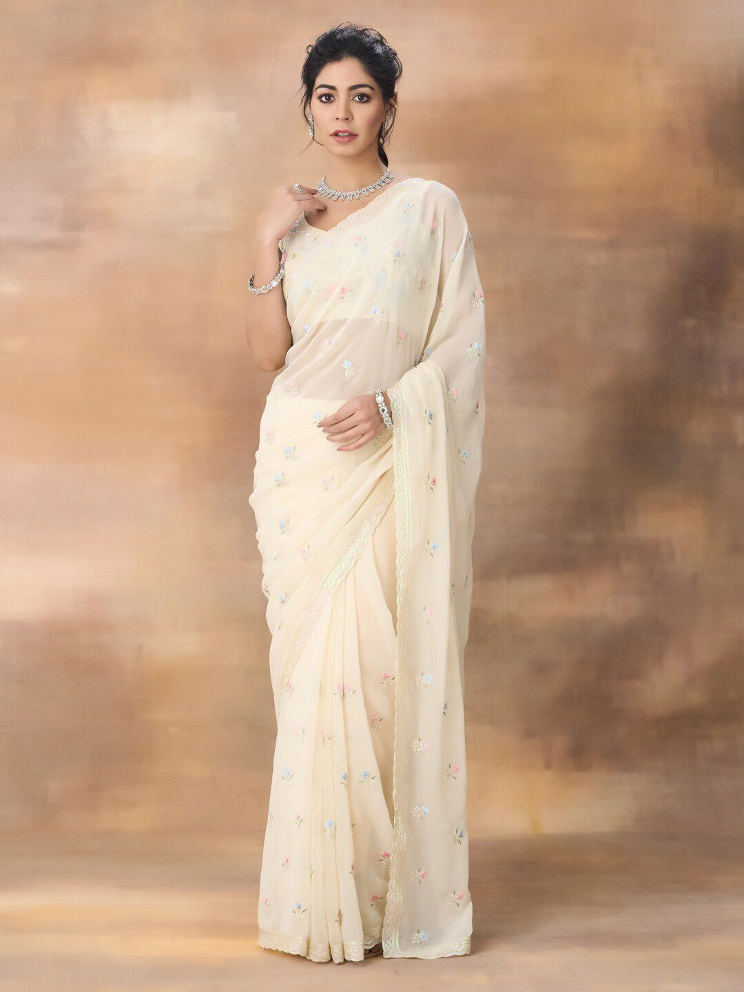 kasee Floral Embroidered Saree