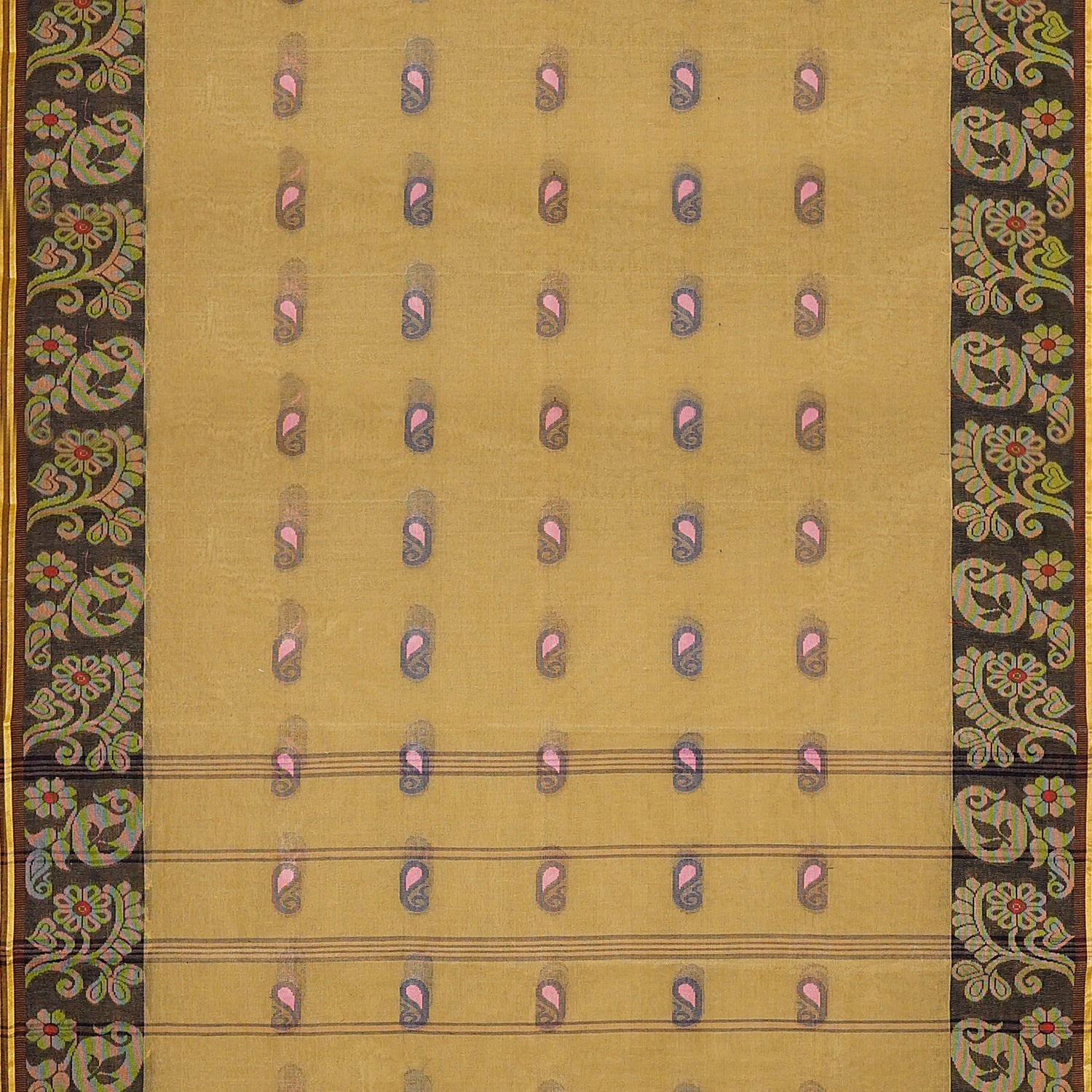 Exclusive Collection 100% Pure Cotton Dark Mustard Tant Saree With Hand Weaving Work