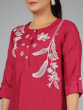 Juniper Women Fuchsia Chanderi Embroidered Clothing Set