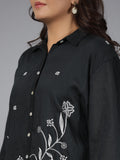 Juniper Black Fuchsia Chanderi Embroidered Clothing Set