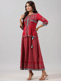 Juniper Women Red Rayon Printed Maxi Dress