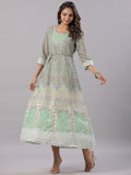 Juniper Women Green Georgette Printed Maxi Dress