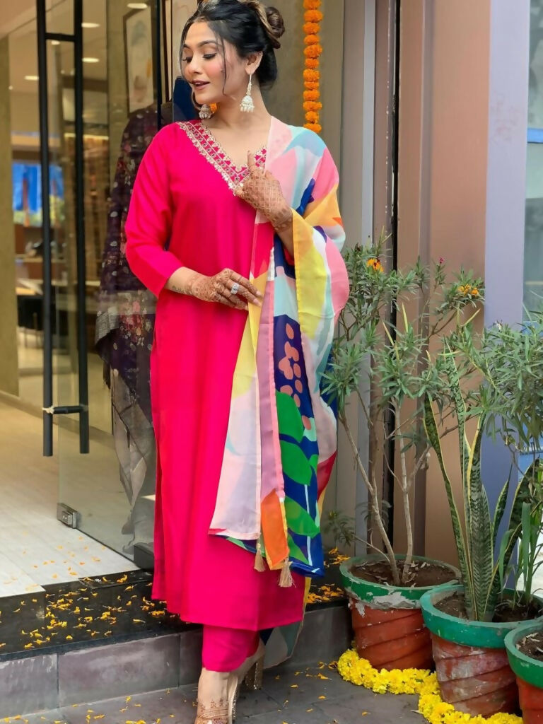 Partywear Designer Tameta Viscos Chanderi Stitched Suit With Dupatta - Tanisha