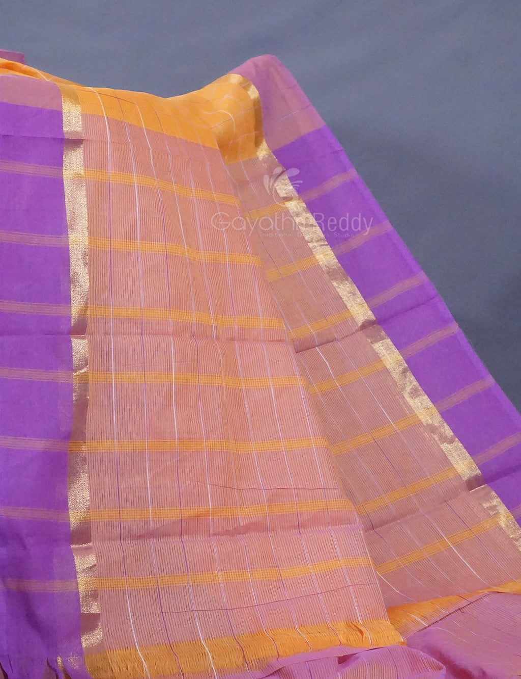 Dual Shade of Orange And Purple Pure Mangalgiri Cotton By Gayathri Reddy Designer Studio