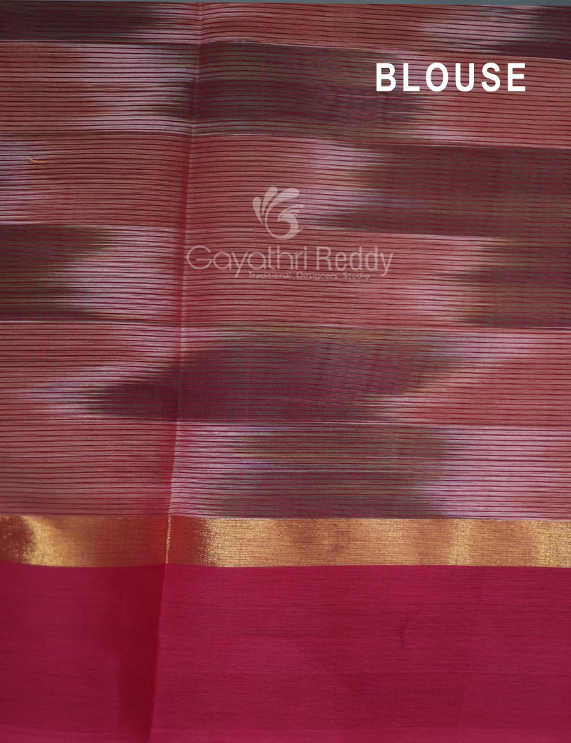 Dual Shades of Mango Green And Mustard Mangalagiri Ikkat Cotton Saree By Gayathri Reddy Designer Studio
