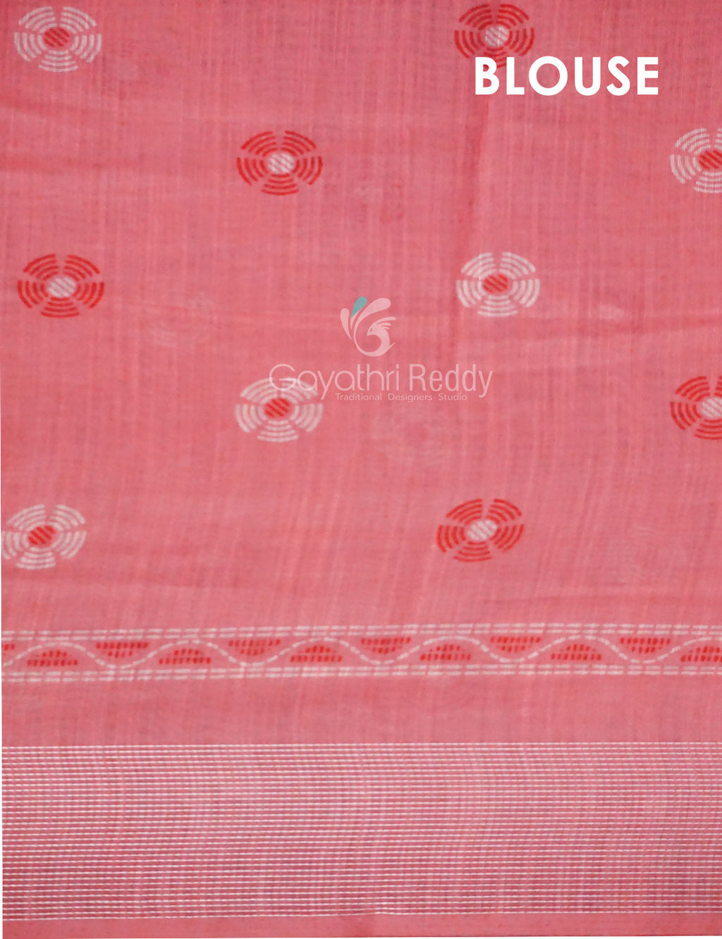 Peach Coloured Block Print Semi Chanderi Saree By Gayathri Reddy Designer Studio