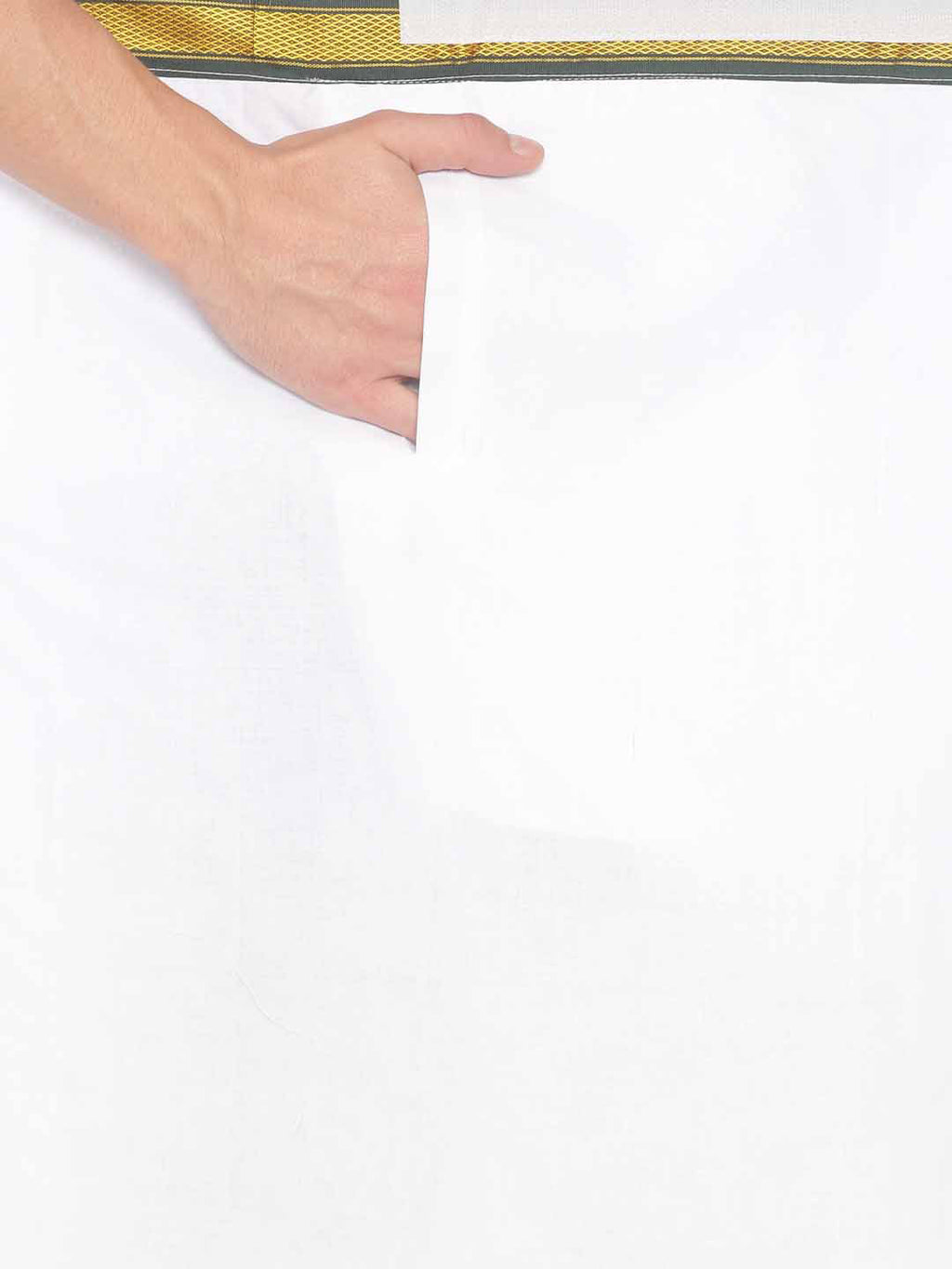 Sethukrishna White Solid Readymade Pocket Dhoti For Men