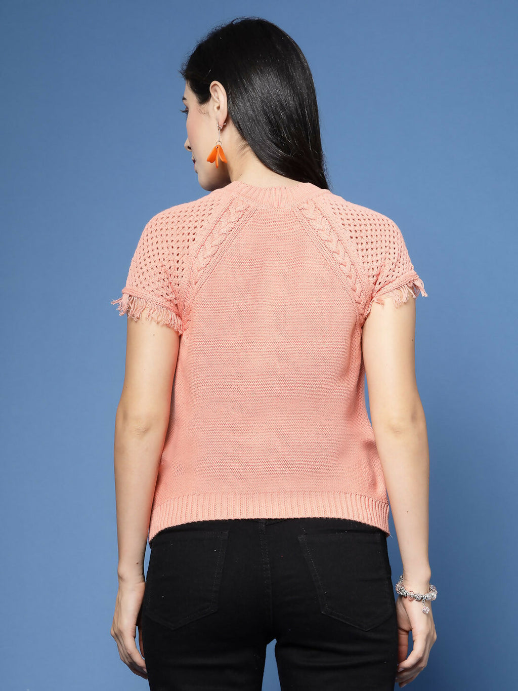 Women Winter Peach Cotton Pullover - Wool Trees