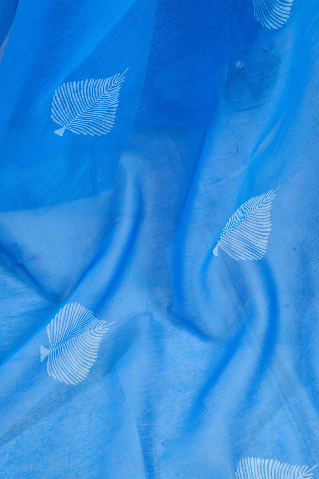 Vastranavya Blue Digital Printed Linen Ready To Wear Designer Saree with Unstitched Blouse