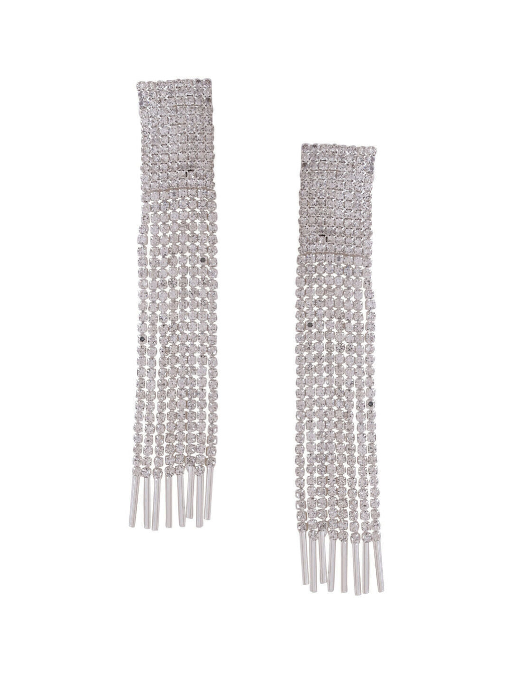 NVR Women Silver Toned Contemporary Ad Studded Drop Earrings