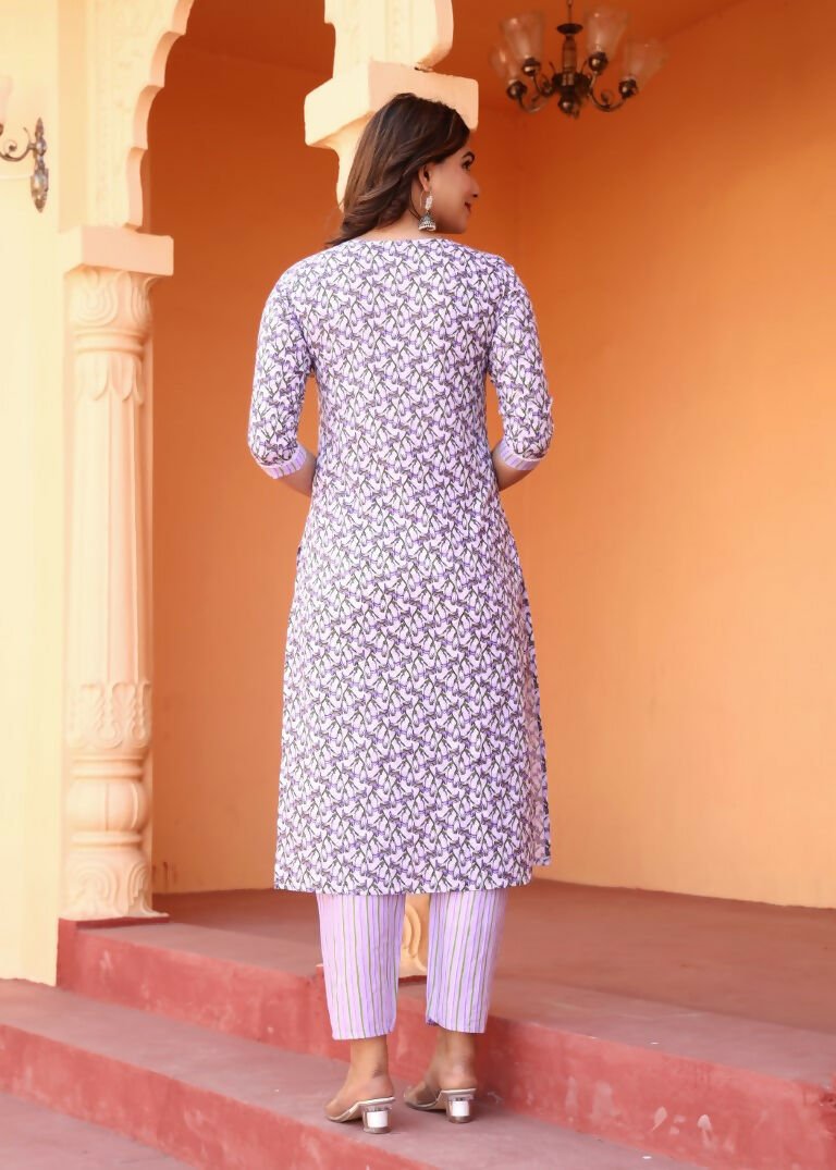 Alvano Printed Straight Kurti with Pant and Dupatta Set for Womens's and Girls Rayon