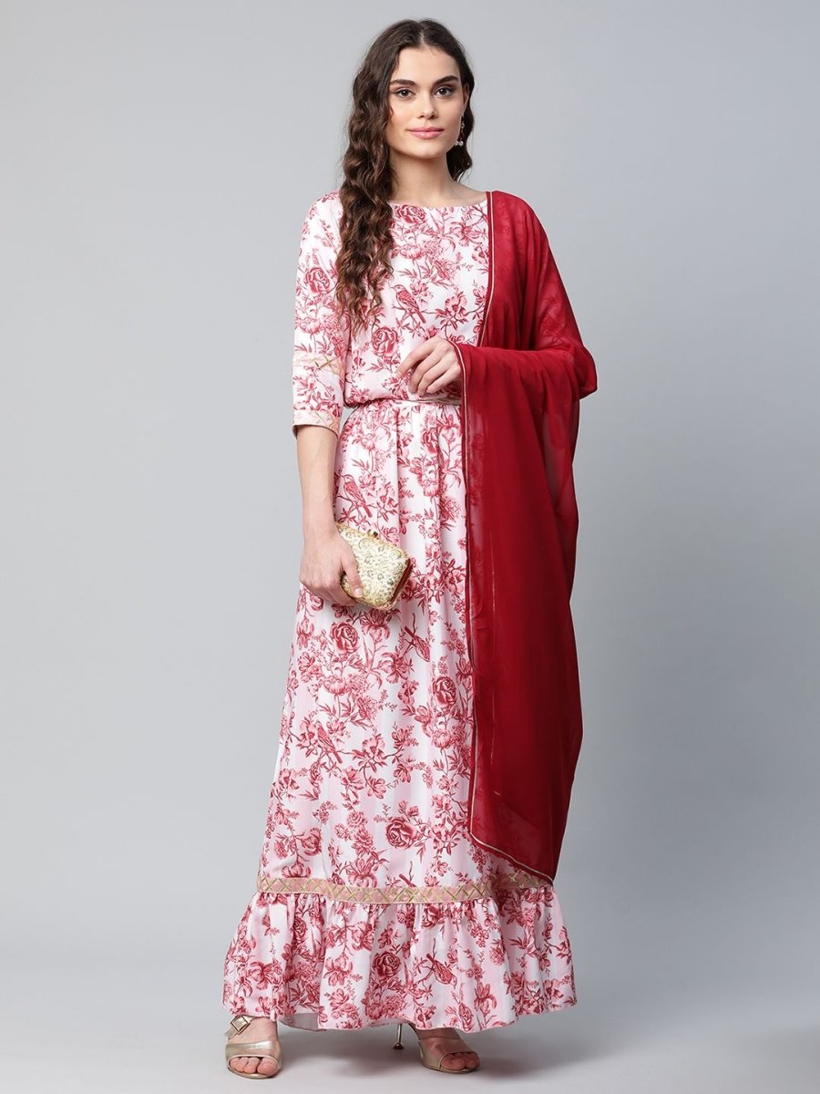Ahalyaa Women Rayon Pretty Pink Printed Ready to Wear Lehenga Choli with Dupatta