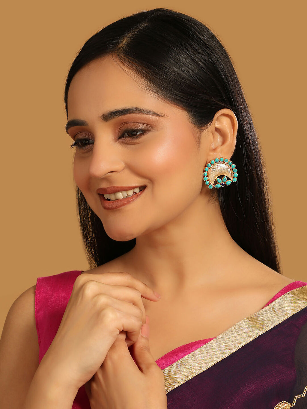Nuyug Turquoise Crescent Earrings