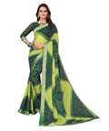 Vamika Green Georgette Printed With Lace Saree (VERA GREEN)