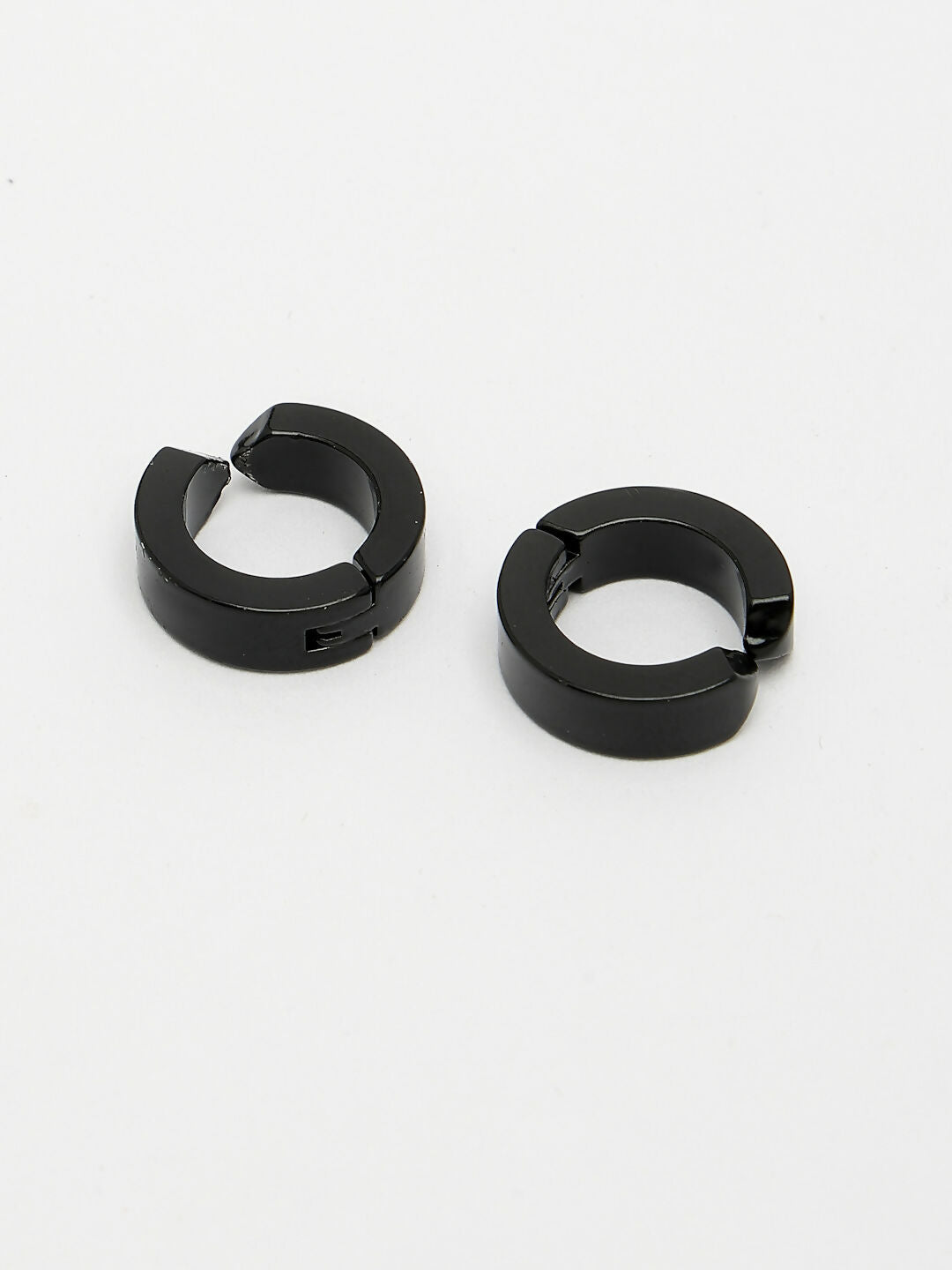 NVR Men's Set of 2 Multicolor Rhodium-Plated Stainless Steel Hoop Earrings