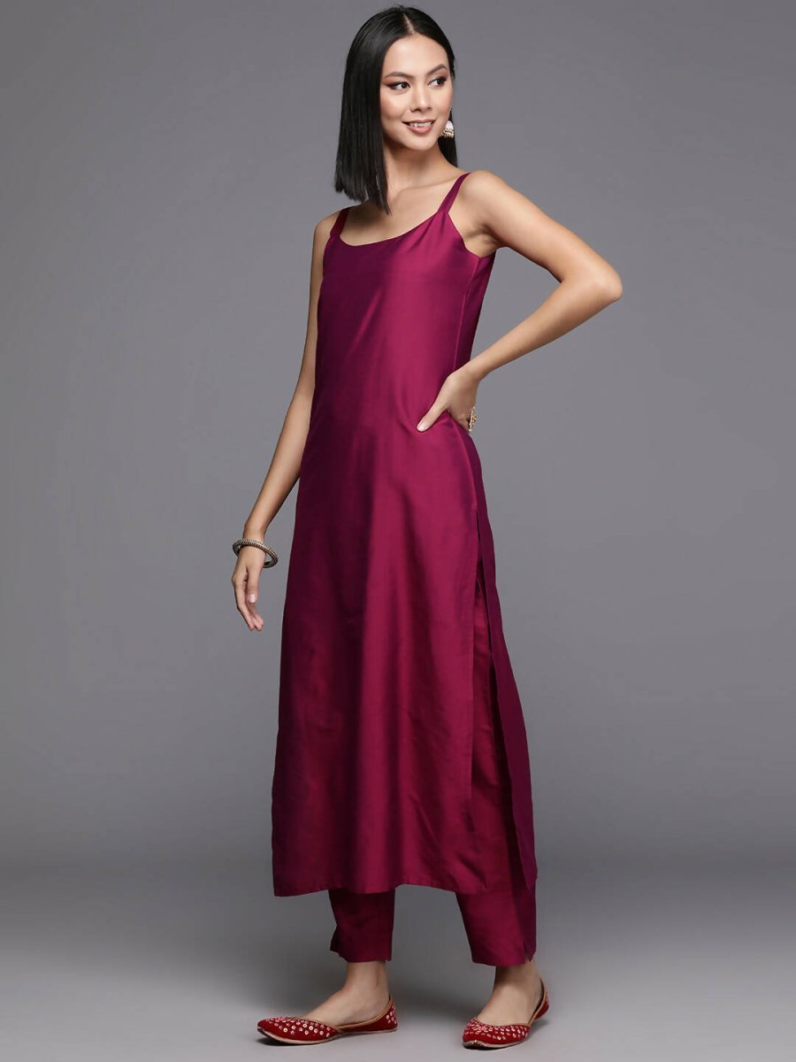 Ahalyaa Women's Traditional wear Kurta Set - Burgundy