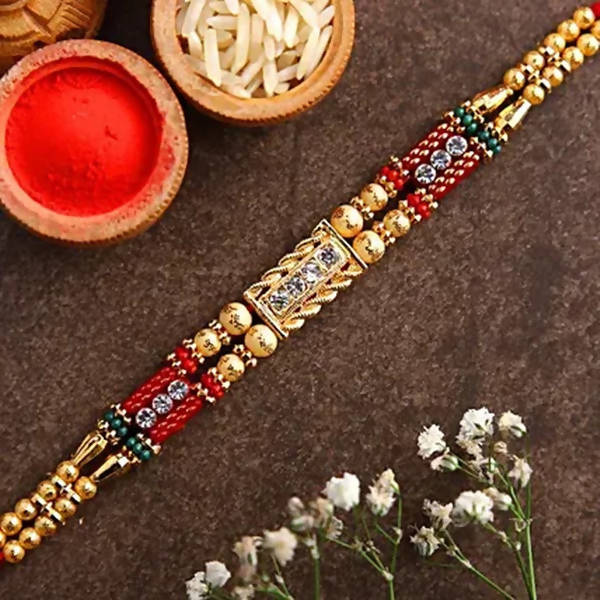 Dainty Kundan Rakhi And Almonds Jar