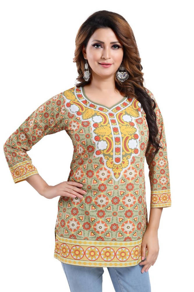 Snehal Creations Faux Crepe Printed Tunic Top