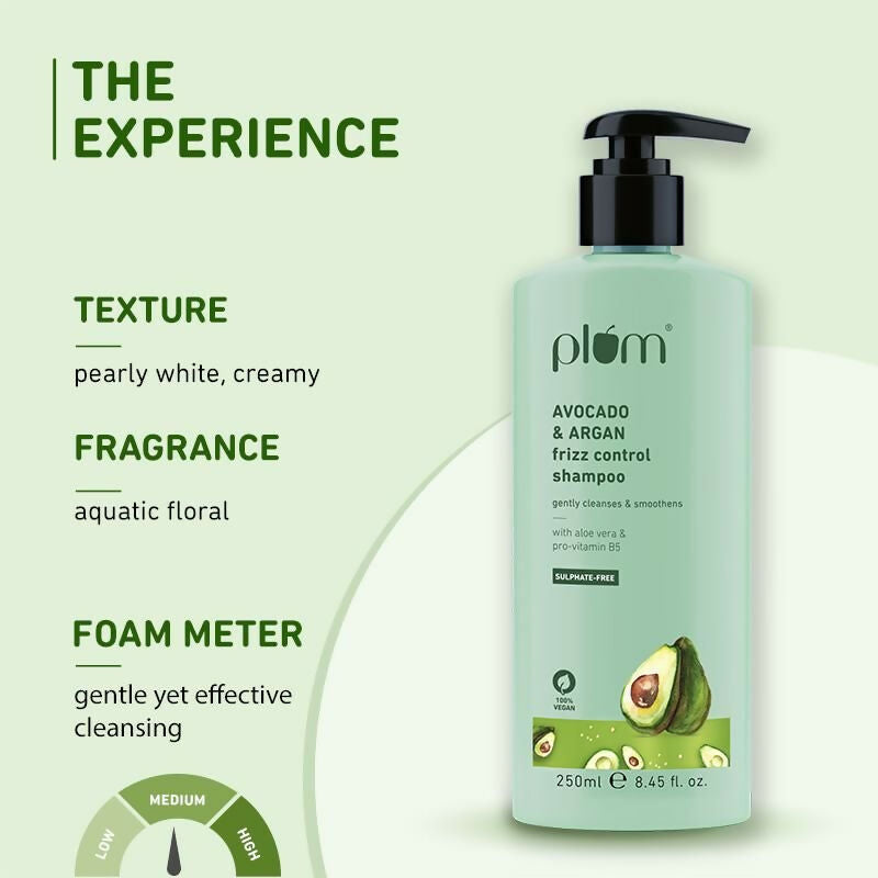 Plum Avocado & Argan Oil Sulphate-Free Shampoo For Frizzy Hair