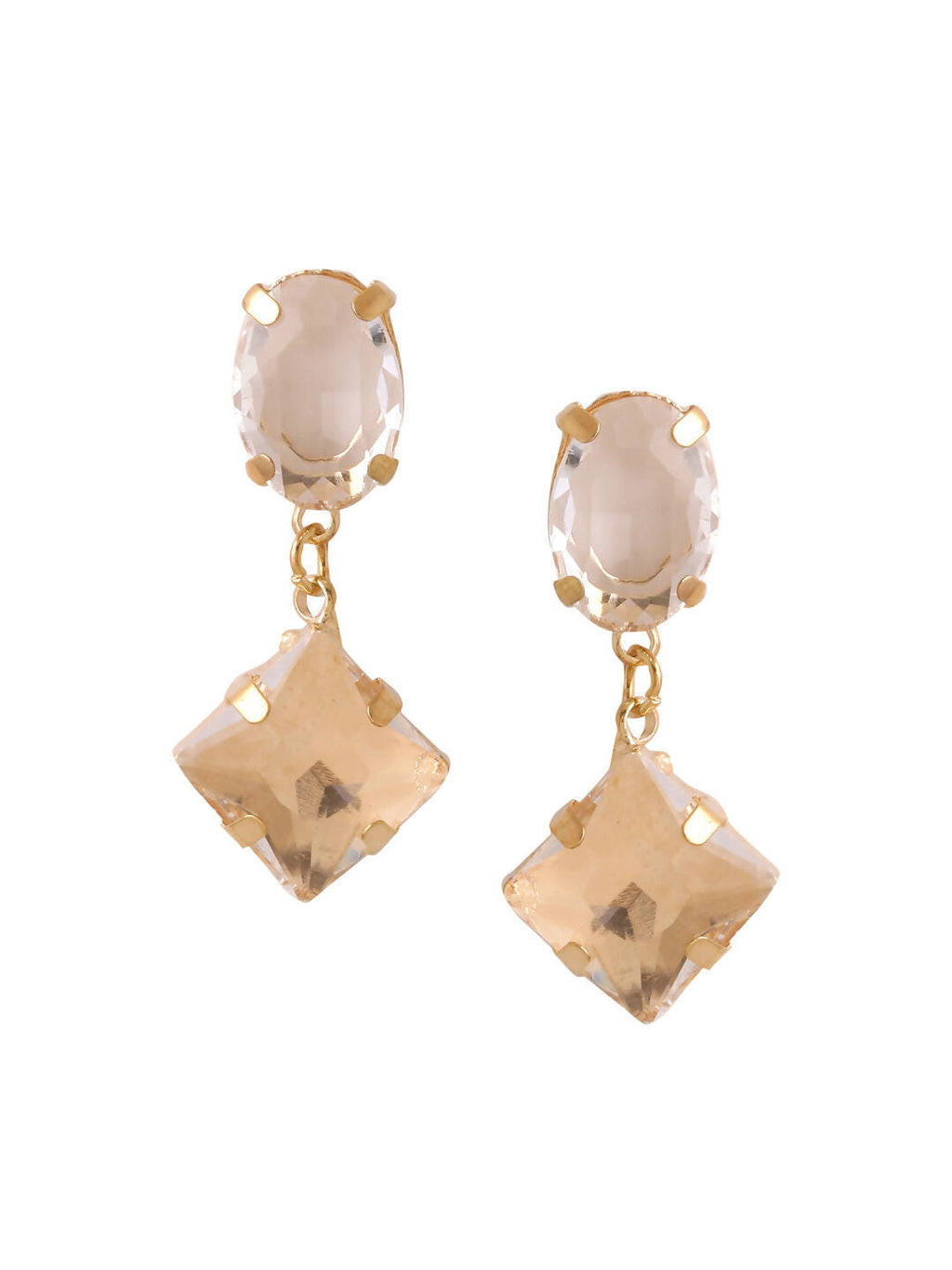 NVR Women Golden Cz Studded Studs Earrings