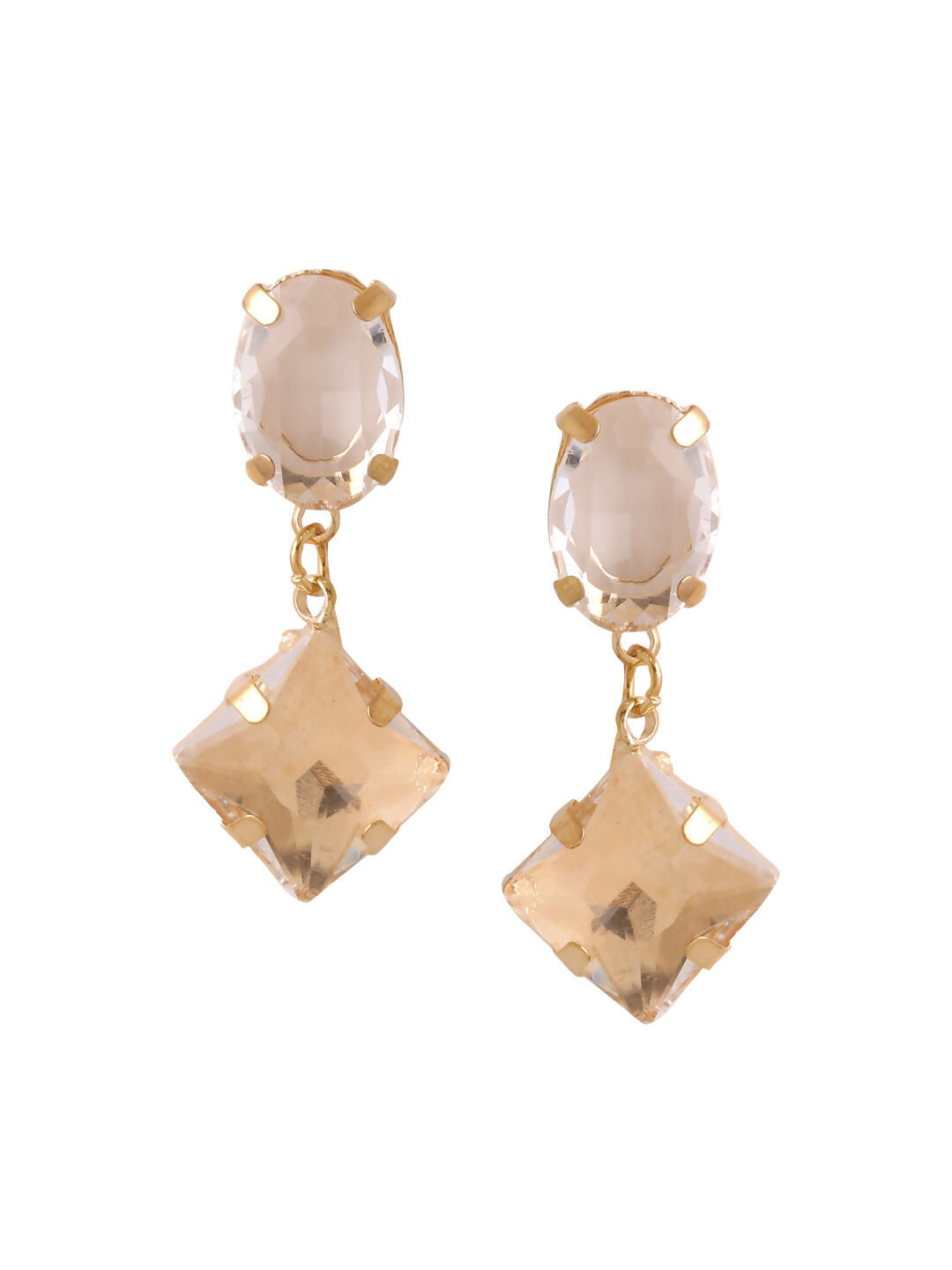 NVR Women Golden Cz Studded Studs Earrings