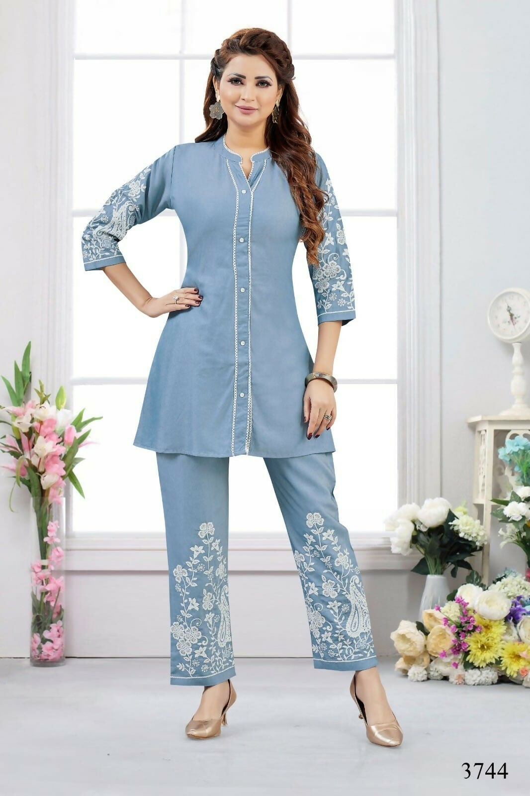 Joban Fashion Heavy Muslin Denim Color Kurta Set