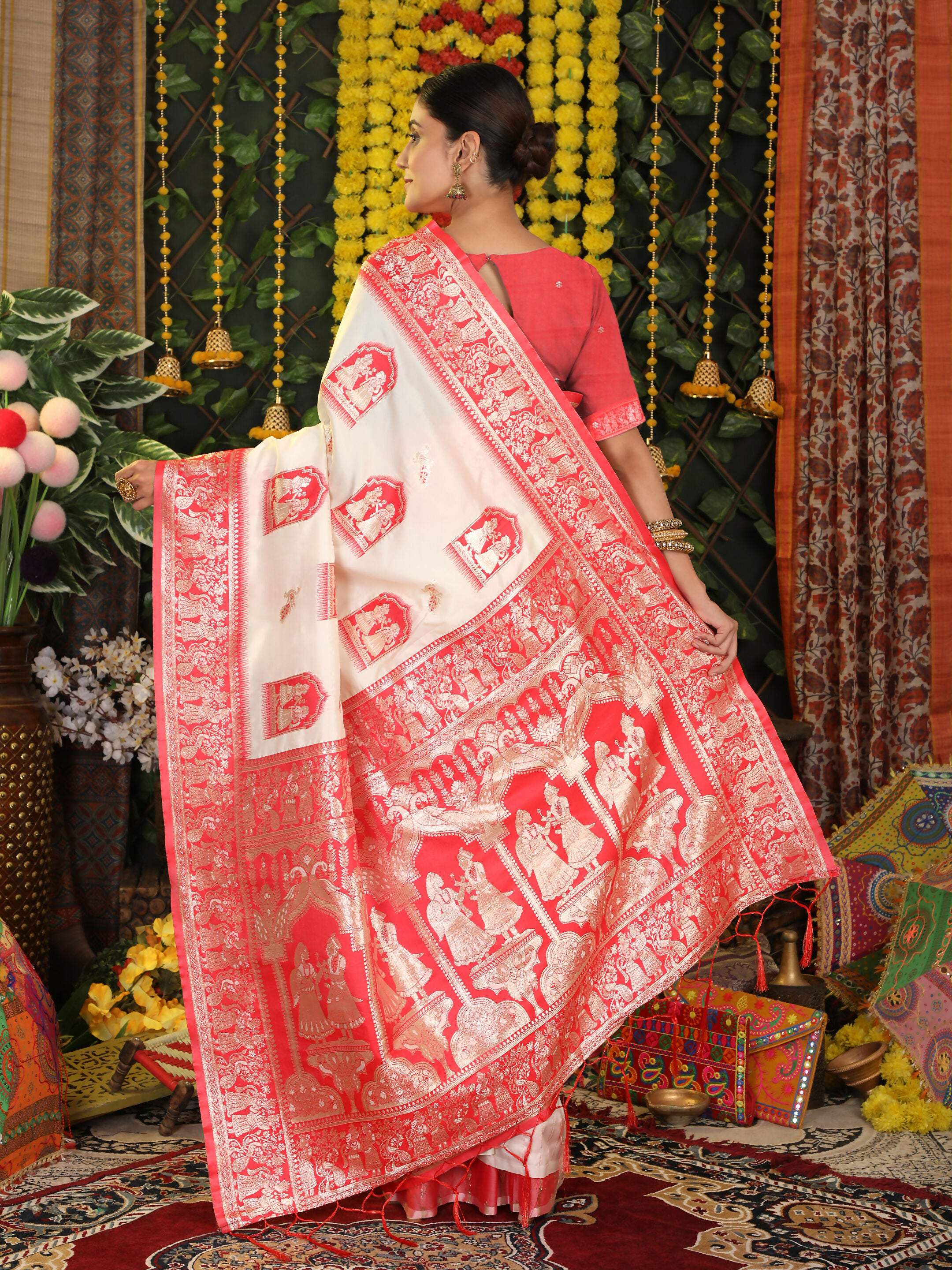 Shree Shyam Fashion Silk White Saree