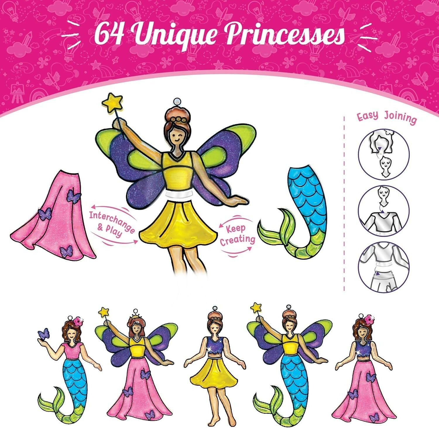 Imagimake Window Art Princess & Unicorn Suncatcher Kit Unicorn Toys for Girls Age 5-8 Craft Kits