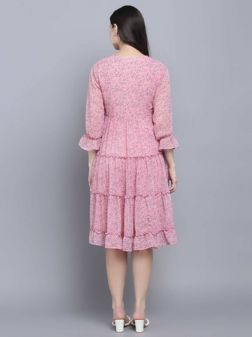 Myshka Women's Pink Floral Midi Dress