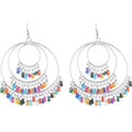 MS Fashion India Multi Color Silver Chandbali Alloy Multi Layer Earrings