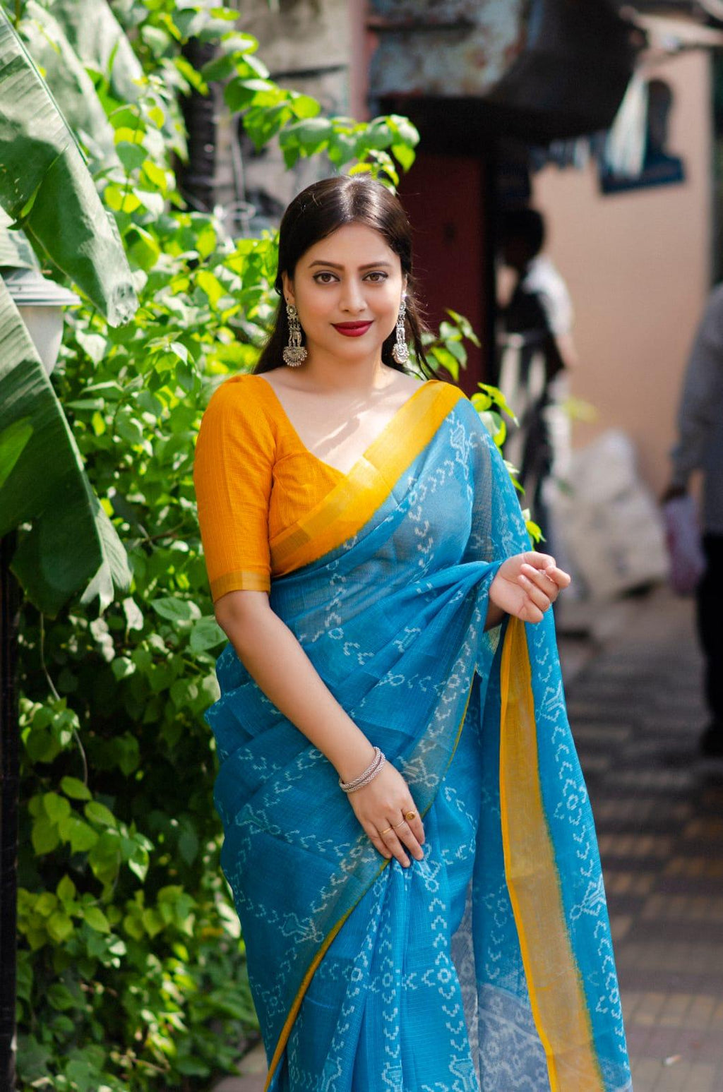 Rama Polycotton Ethnic Motifs Saree with Unstitched Blouse - Hiral Fashion